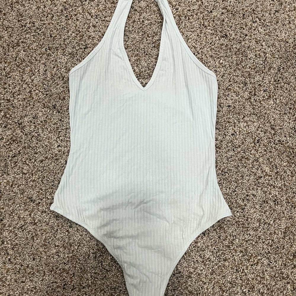 Light Blue Halter Neck Bodysuit